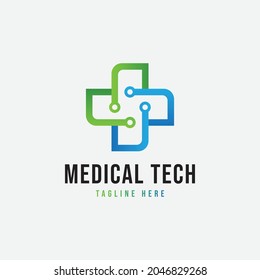Vector de diseño de plantillas de logotipo técnico médico. Icono. Símbolo. Emblem