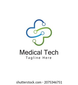 Medical Tech Logo Template Design Vector. Icon. Symbol. Emblem