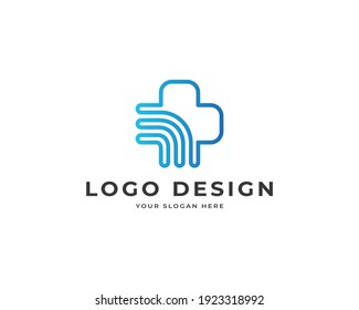 Medical Tech Wifi Logo Vector. Modern Health Technology Logo Design