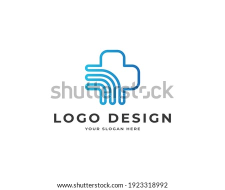 Medical tech wifi logo vector. Modern health technology logo design
