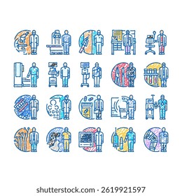 medical technician doodle icons set vector. architect project, designer architecture, house plan, drawing creative, meeting medical technician sketch hand drawn