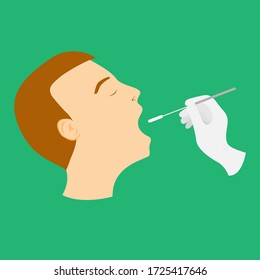 A medical technician using swab tube collect sample from patient's mouth vector
