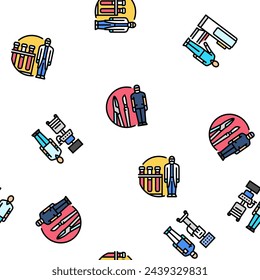 medical technician vector seamless pattern thin line illustration