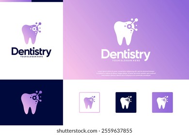 medical technology abstract logo, digital services, oral and dental health, graphic vector template.