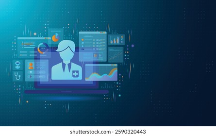 Medical technology with artificial intelligence concept. the doctor check patients electronic health record by using Ai medical technology and healthcare innovation for treatment design remedial. 