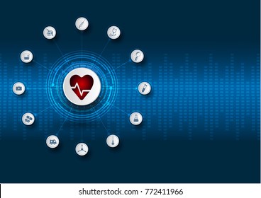 Medical technology background and icons for patient treatment. Vector illustrations