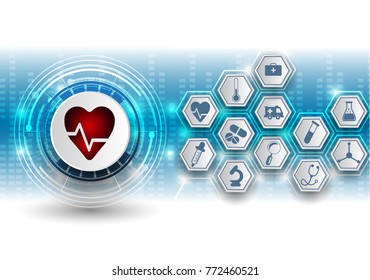 Medical technology background and icons for patient treatment. Vector illustrations