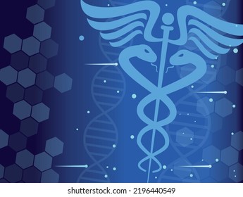 Medical Technology With Caduceus Background