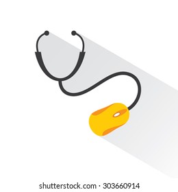 Medical Technology concept with stethoscope and computer mouse stock vector