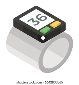 Medical Technology Device, Isometric Icon Of Digital Bp Band Vector Design  