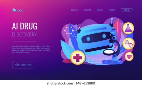 Medical Technology, Futuristic Health Diagnostics. AI In Healthcare, AI Drug Discovery, AI Diagnosis System, Medicine Of The Future Concept. Website Homepage Landing Web Page Template.