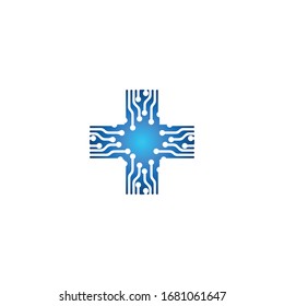 Medical technology, healthcare logo Ideas. Inspiration logo design. Template Vector Illustration. Isolated On White Background