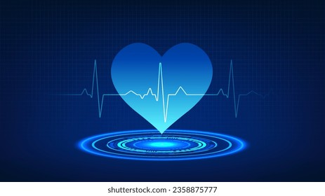 Medical technology Heart placed on technology circle with heart wave It refers to technology that measures a patient's heartbeat in order to diagnose disease and provide treatment