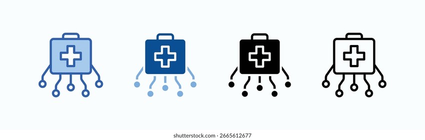 Tecnologia médica Icon Sheet Coleção de vários estilos Isolated Vetor