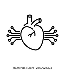 Icono de tecnología médica. Estilo de contorno simple. Vector. Aislar sobre fondo blanco.