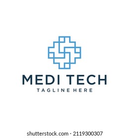 medical technology with initial T logo design