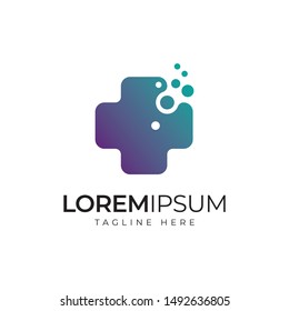 Medical technology logo design.cross symbol for healthcare 