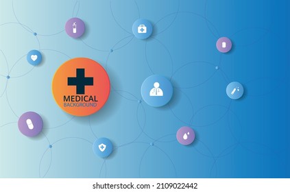 Medical technology network concept design.Icon medical network connection with modern on blue background.Health care concept.