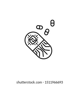 Medical technology, pill icon. Element of medical technology thin line icon