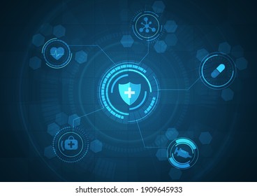 Medical technology and science concept and health care icon pattern background. You can use for ad, poster, template, business presentation. Vector illustration  