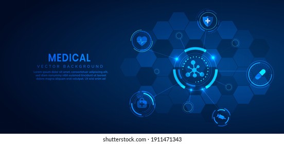 Medical technology and science concept and health care icon pattern background. You can use for ad, poster, template, business presentation. Vector illustration  