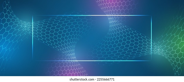 Medical, technology, or science design. Molecule structure abstract background. Modern technical background. Geometric background with hexagonal and high-tech elements for presentation or banner.