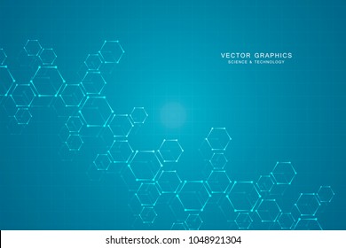 Medical technology or science vector background. Molecular structure and chemical compounds