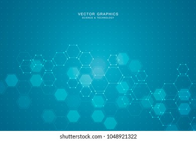 Medical technology or science vector background. Molecular structure and chemical compounds