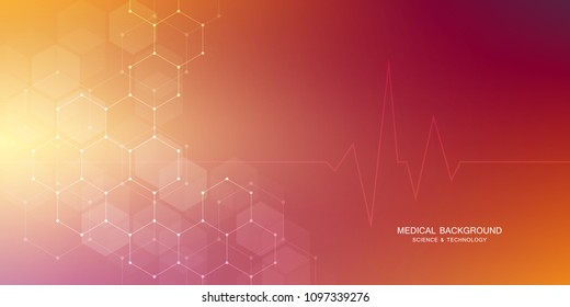 Medical Technology Or Science Vector Background. Molecular Structure And Chemical Compounds