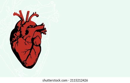 Medical, technology and science wallpaper template. Heart banner with place for text. Day of the cardiologist, international day of medicine, blood donor, harvest. Health and medical banner.Vector 