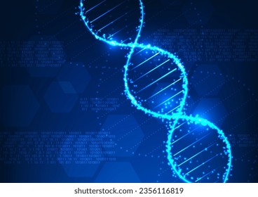 Tecnología médica. Estructura del ADN con códigos numéricos como elementos. Representa el uso de la tecnología en la medicina que muestra información sobre el ADN. llevar información a la investigación y el tratamiento de pacientes