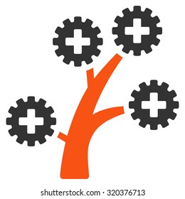 Medical Technology Tree vector icon. Style is bicolor flat symbol, orange and gray colors, rounded angles, white background.