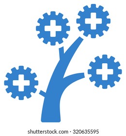 Medical Technology Tree vector icon. Style is flat symbol, cobalt color, rounded angles, white background.