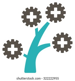 Medical Technology Tree vector icon. Style is bi-color flat symbol, grey and cyan colors, rounded angles, white background.