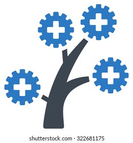 Medical Technology Tree vector icon. Style is bicolor flat symbol, smooth blue colors, rounded angles, white background.