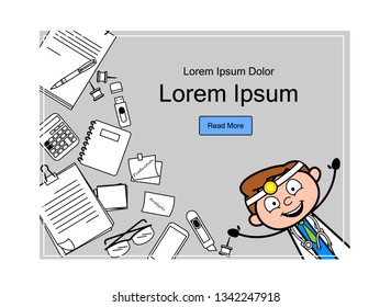 Medical Template Design with Comic Doctor Vector Illustration