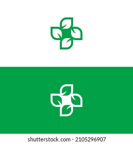 Medical template logo with leaf logo