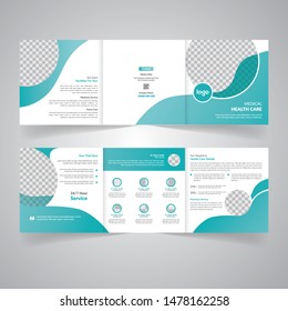 Medical templates for tri fold square design brochures. Leaflet cover, vector layout. Genetic and chemical compounds.