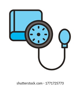 medical tensiometer tool line and fill style icon vector illustration design