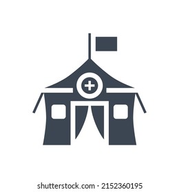 Medical tent related vector glyph icon. Medical tent sign. Isolated on white background. Editable vector illustration