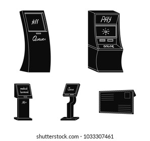 Medical terminal, ATM for payment,apparatus for queue. Terminals set collection icons in black style isometric vector symbol stock illustration web .