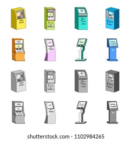 Medical terminal, ATM for payment,apparatus for queue. Terminals set collection icons in cartoon,monochrome style isometric vector symbol stock illustration web .