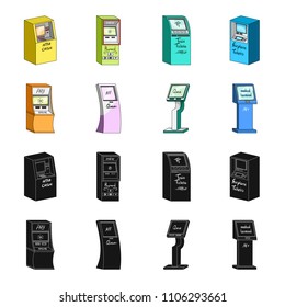 Medical terminal, ATM for payment,apparatus for queue. Terminals set collection icons in black,cartoon style isometric vector symbol stock illustration web .