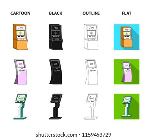 Medical terminal, ATM for payment,apparatus for queue. Terminals set collection icons in cartoon,black,outline,flat style isometric vector symbol stock illustration web .