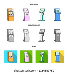 Medical terminal, ATM for payment,apparatus for queue. Terminals set collection icons in cartoon,flat,monochrome style isometric vector symbol stock illustration web .