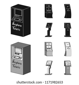 Medical terminal, ATM for payment,apparatus for queue. Terminals set collection icons in black,monochrome style isometric vector symbol stock illustration web .