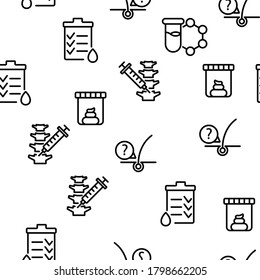 Medical Test Analysis Vector Seamless Pattern Thin Line Illustration