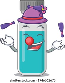 A medical test bottle cartoon design style love playing juggling. Vector illustration