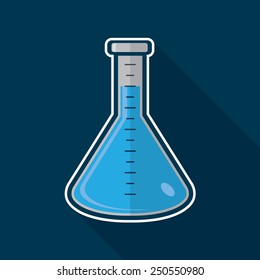 Medical test bottle. Flat icon design.