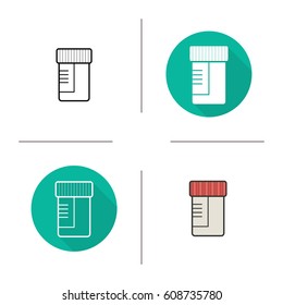 Medical test jar icon. Flat design, linear and color styles. Ointment container. Isolated vector illustrations